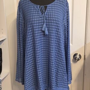 Ruby Rd. Periwinkle Crochet Tie-Front Tunic